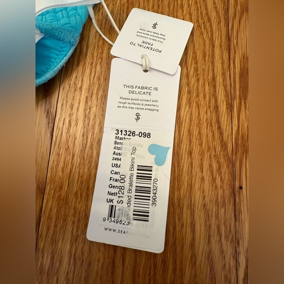 Seafolly Australia Marloe Banded Bralette Bikini Top - Atoll Blue size US 4 NWT - Picture 7 of 10